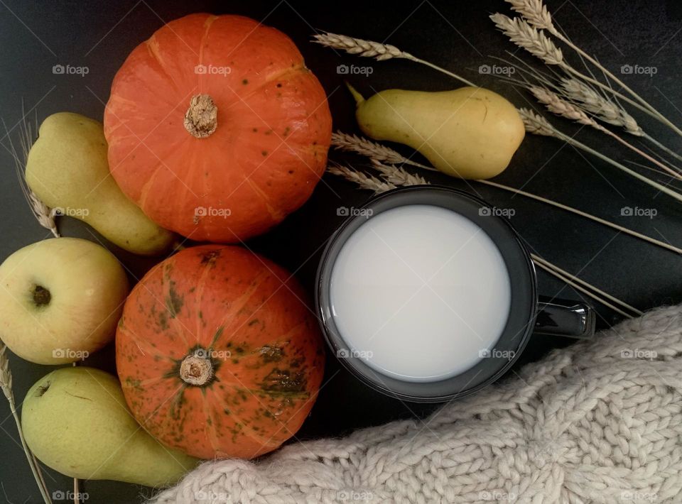 Autumn food flat lay