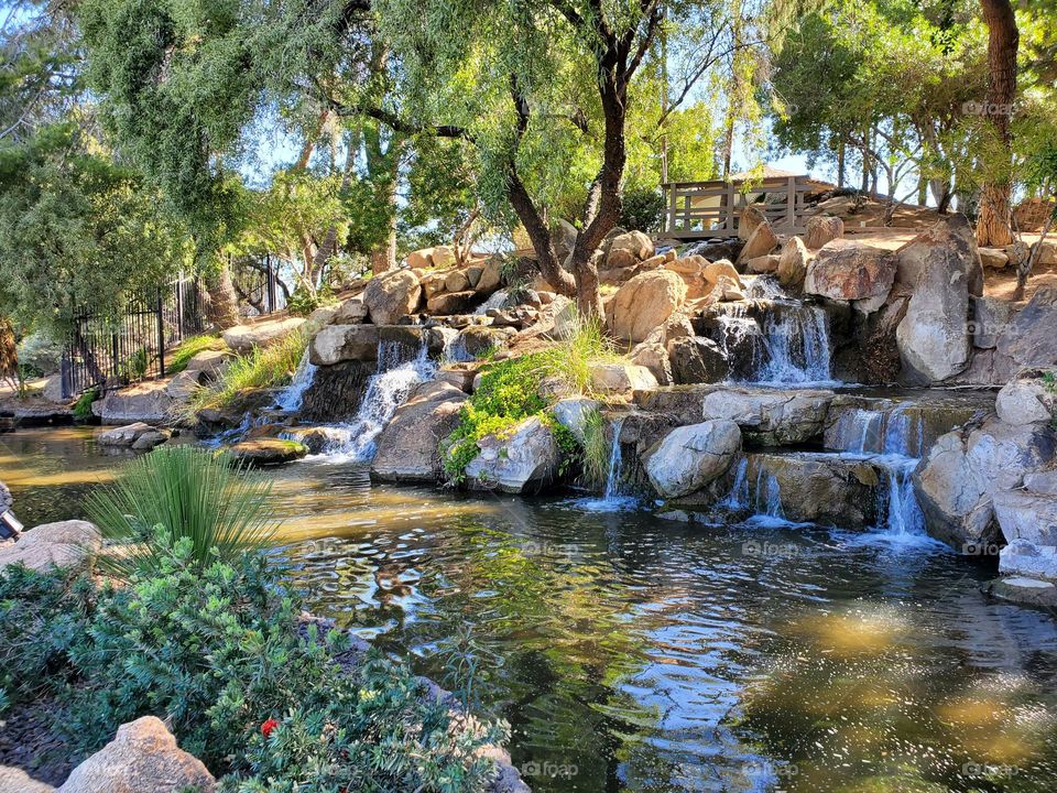 Waterfall Garden on a Spring Day