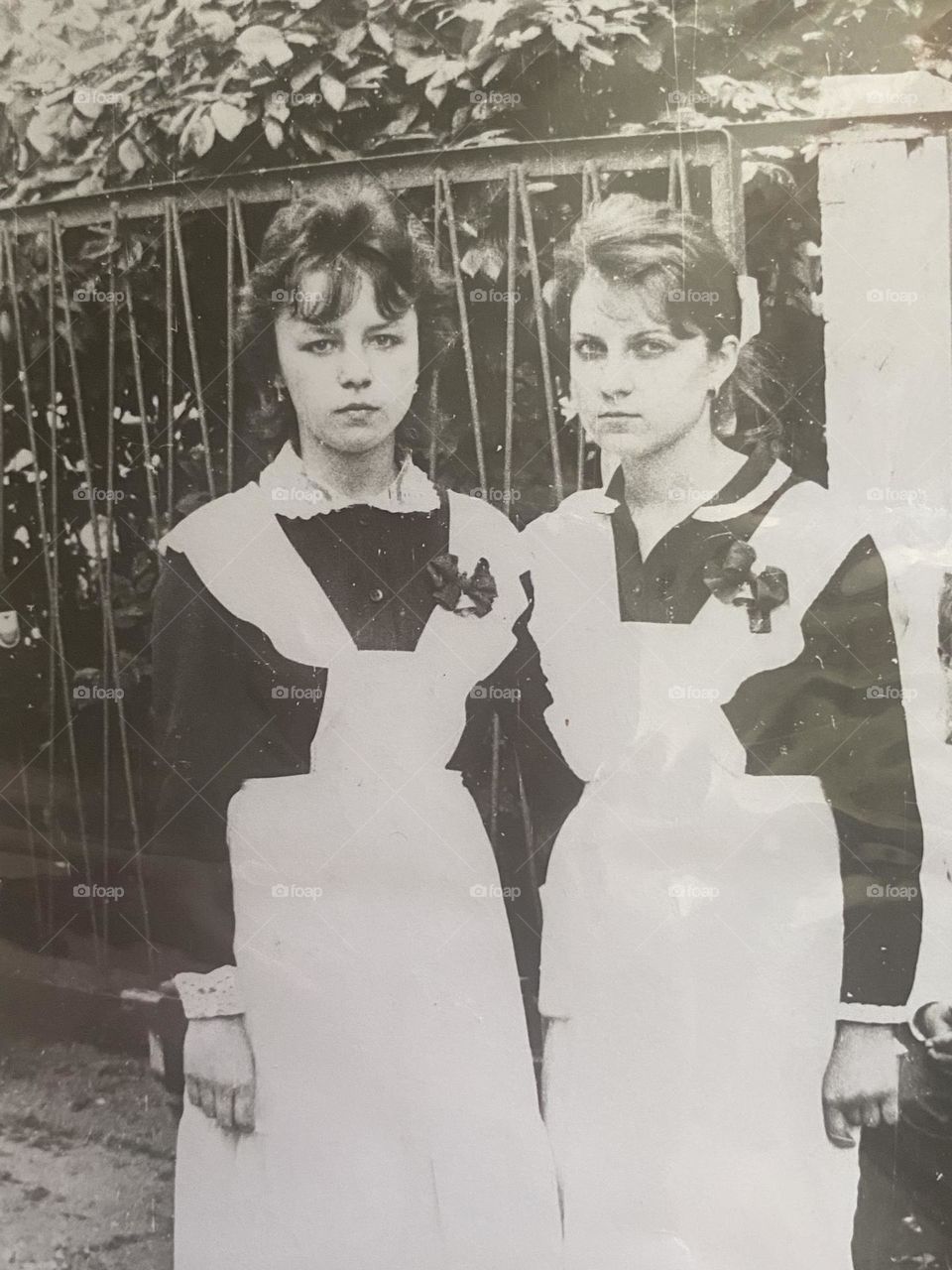my mother with her friend graduating from high school in Ukraine 35 years ago 
