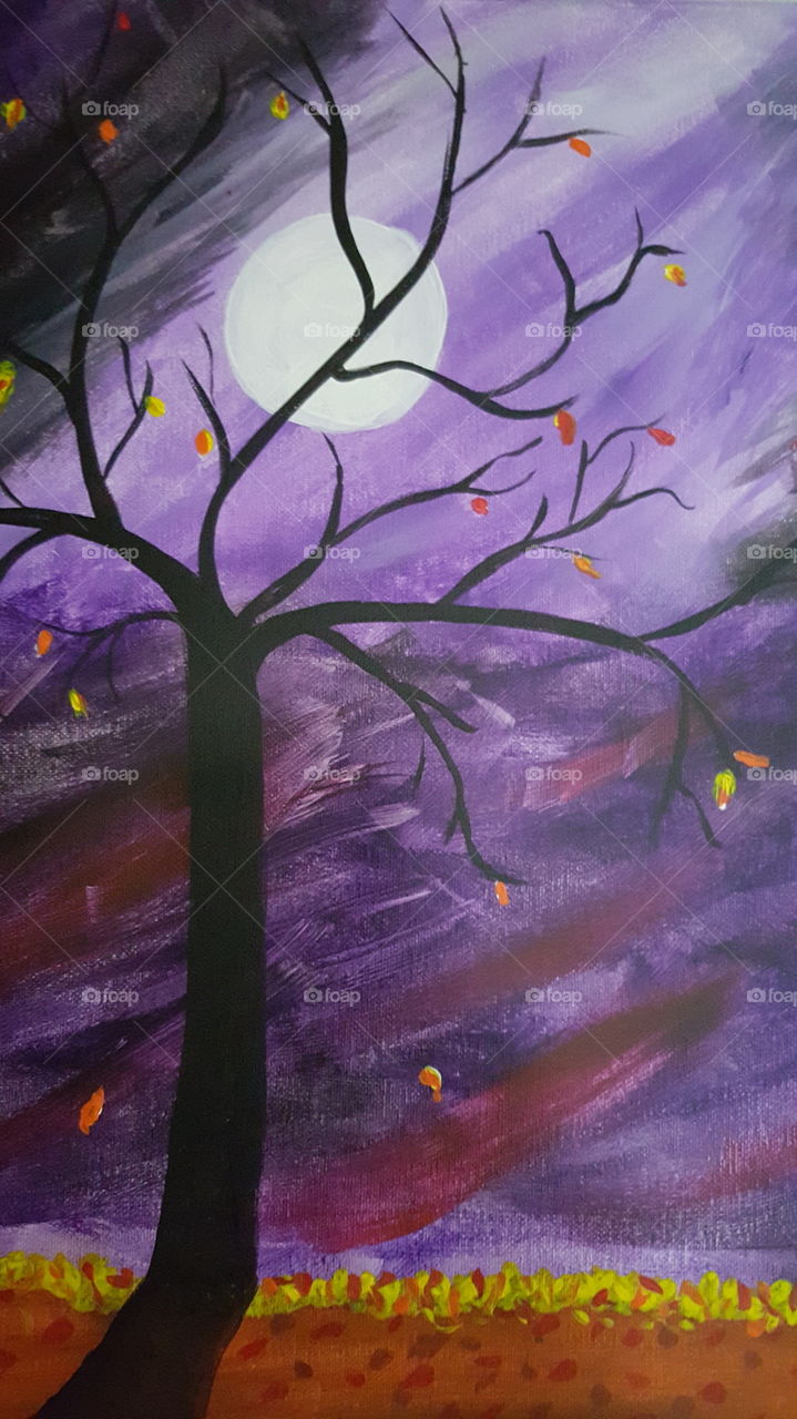 my art. A painting of a dark fall night