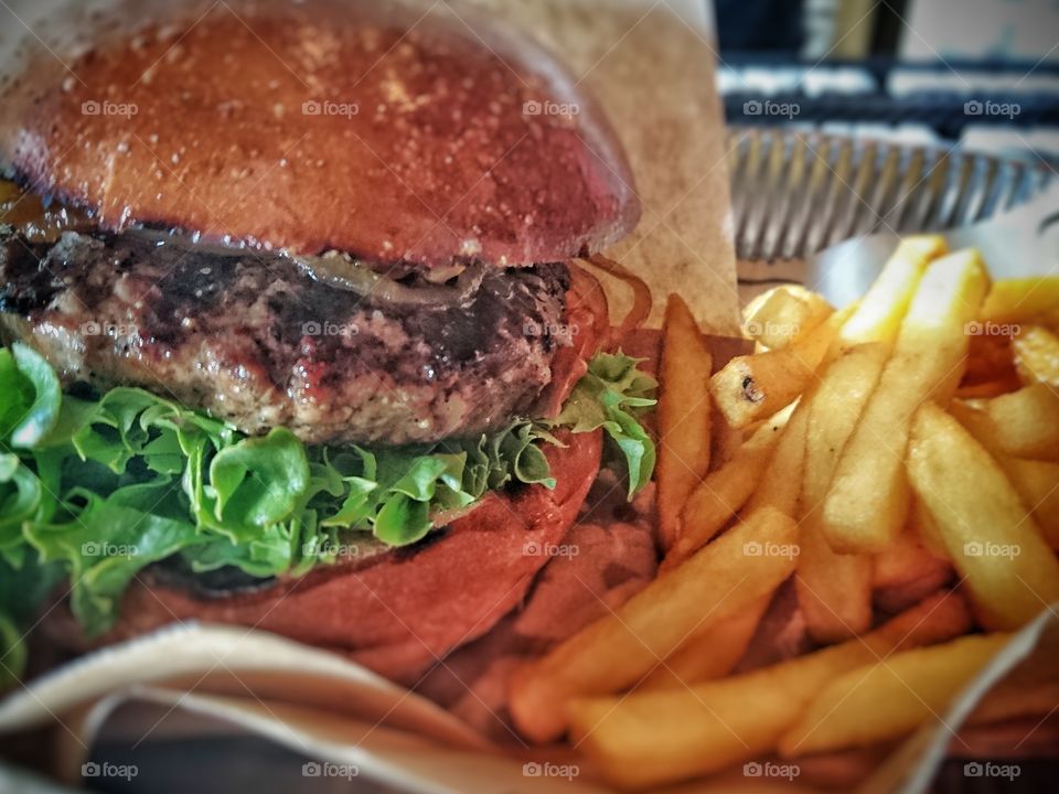 burger and fries