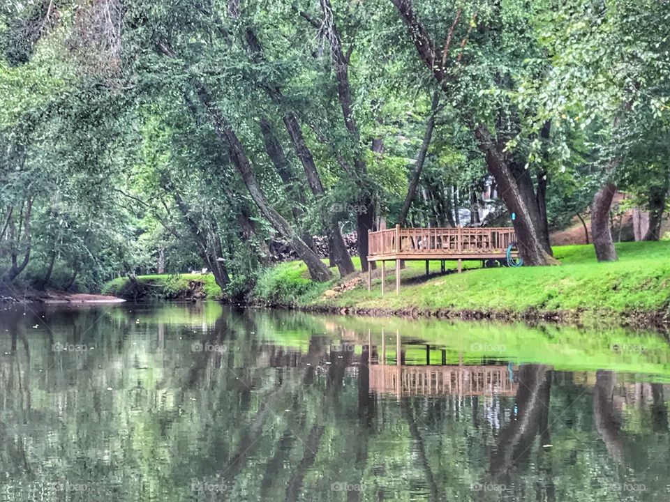 View of reflections from our kayaks