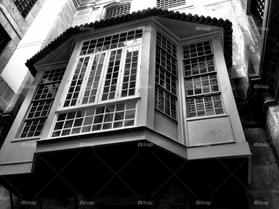 Windows in Porto. Looking up whilst walking in Porto