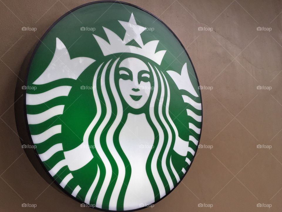 Starbucks billboard hang on the wall