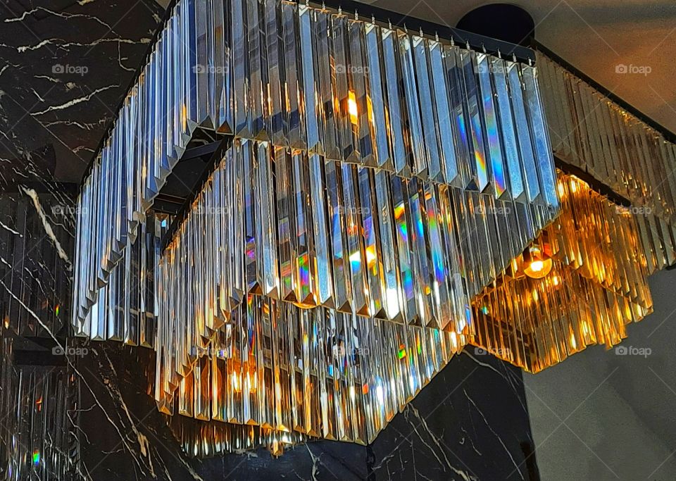 hanging chandelier,yellow,silver,shiny,landscape,colorful,house,Shop,architecture,city,building