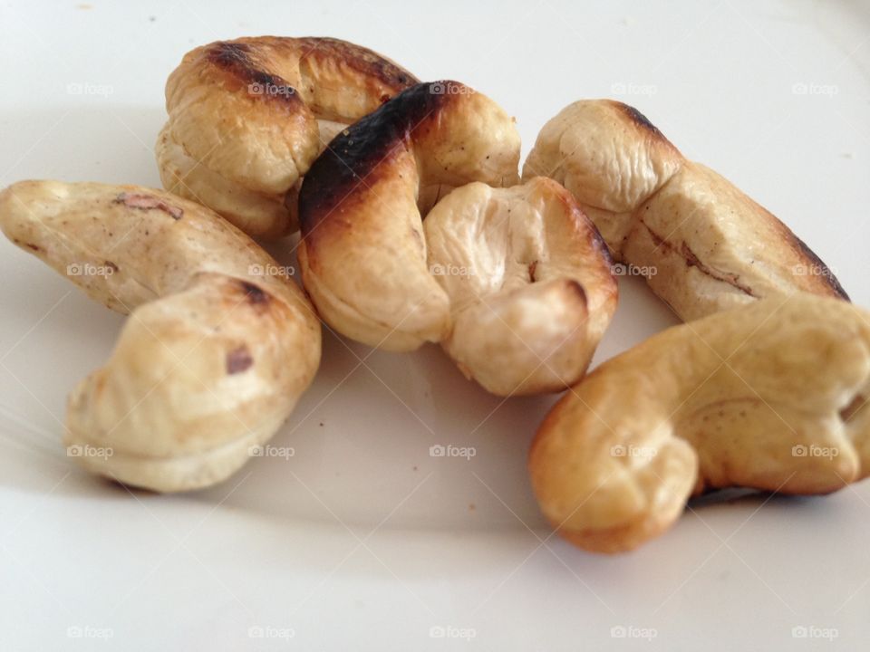 Cashew nuts roasted on the grill