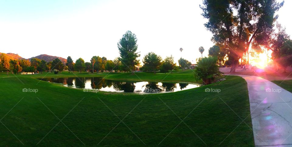 reflection pond. tiny golf course