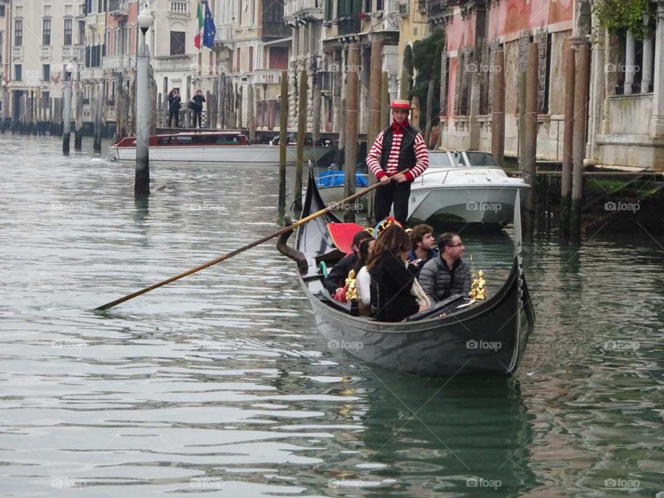 Venice with traditional italian gondola