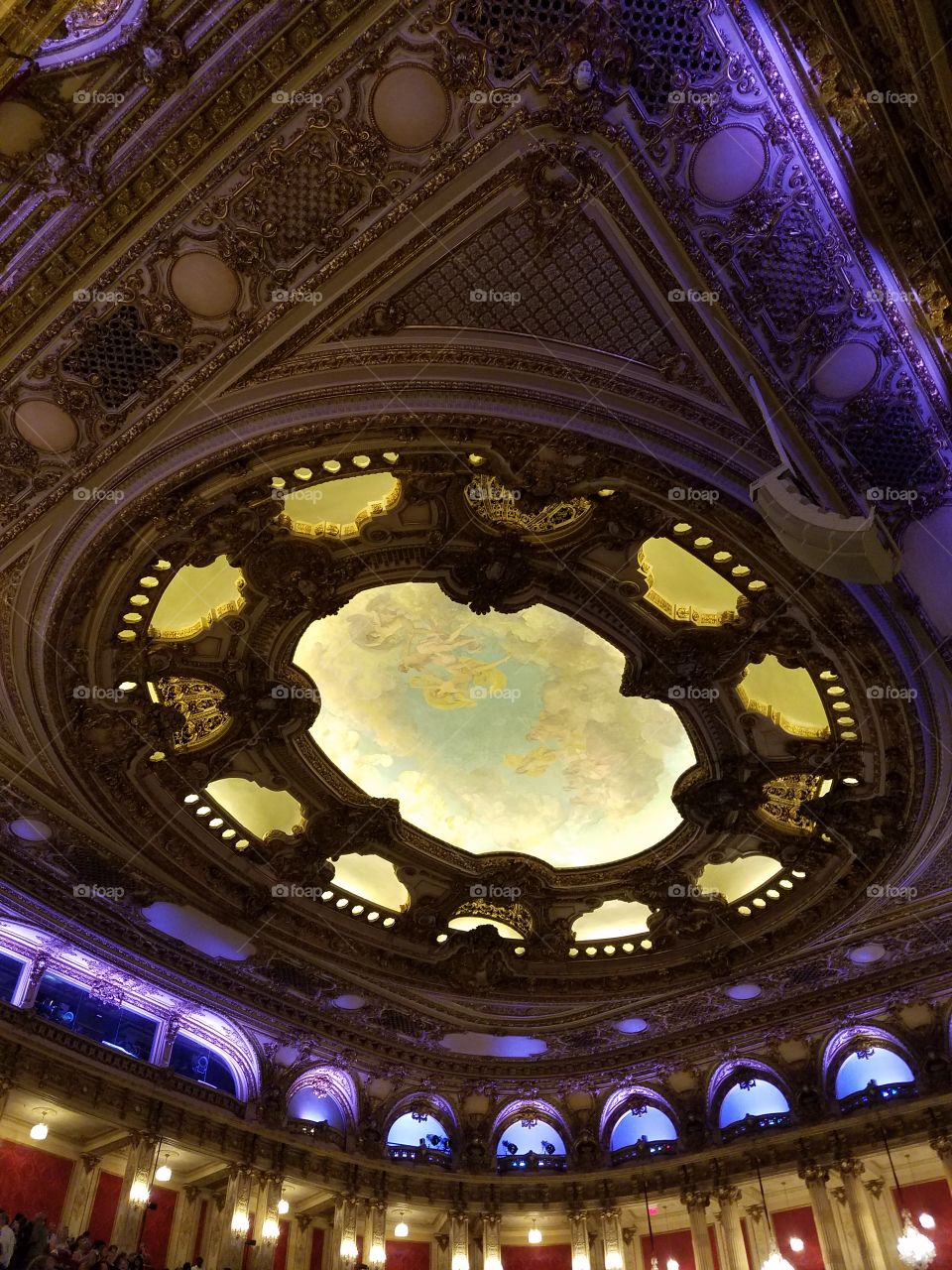 Opera House ceiling with painting and Light