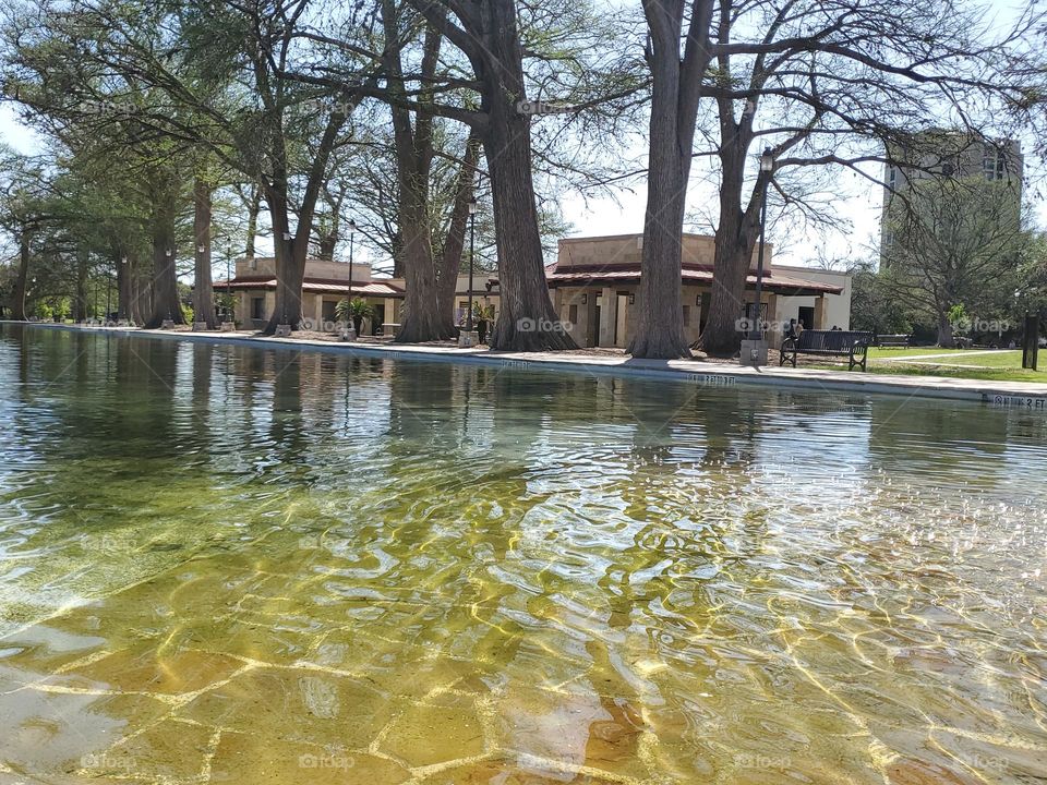 Spring water feed pool at city park.