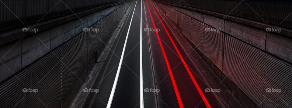 Long exposure of traffic creating light trails