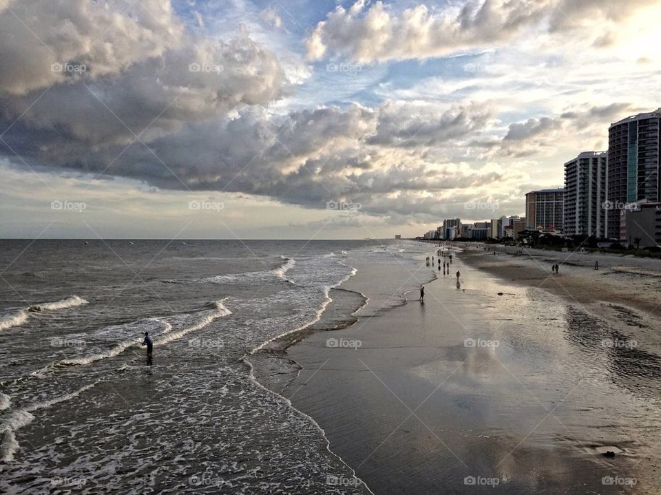 beach ocean sunset sea by Cheshirepoet