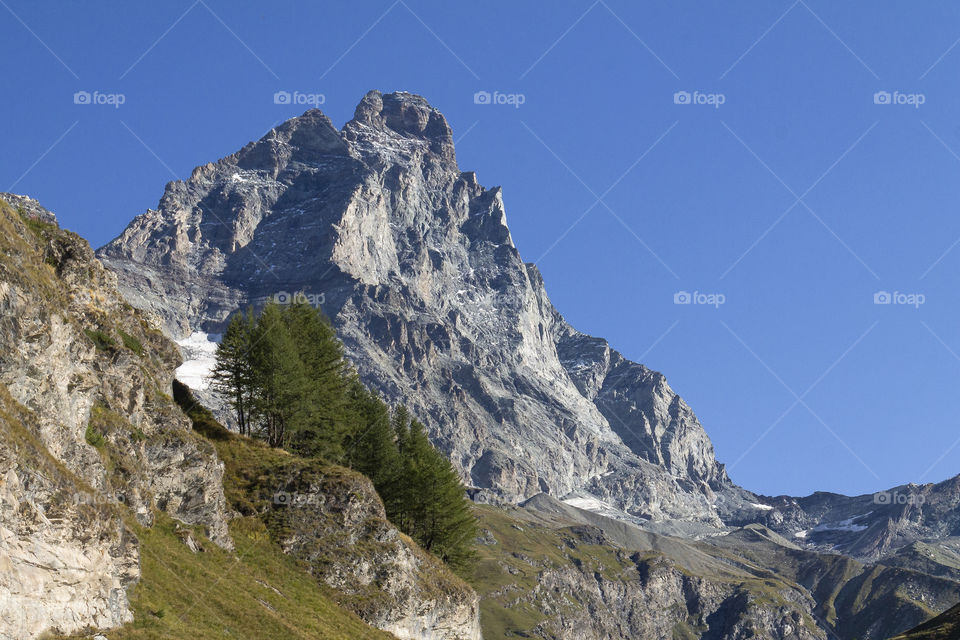 beautiful Cervino Mountain (Matterhorn) from Valle d'Aosta, italy