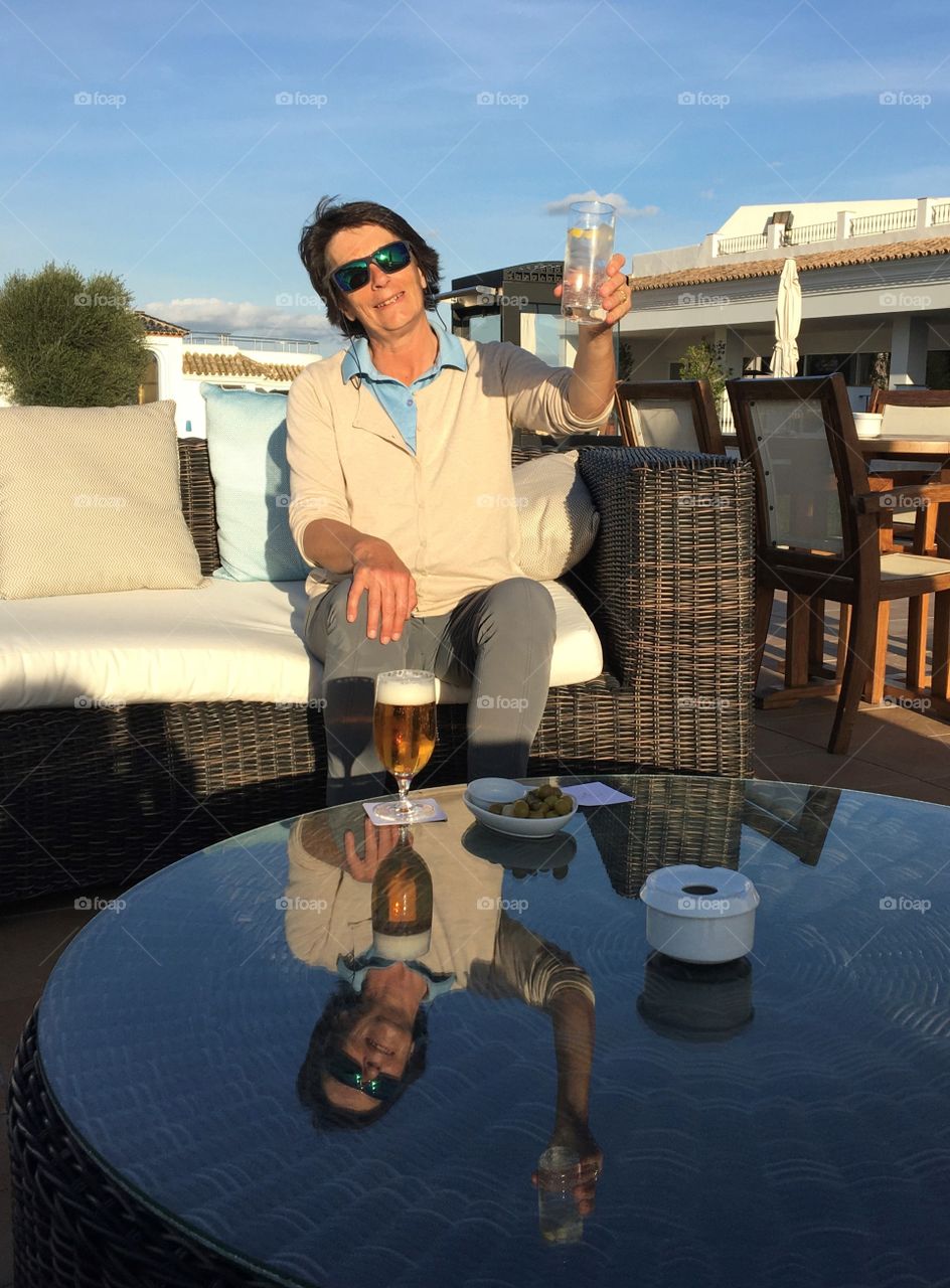 Cheering time with reflection 