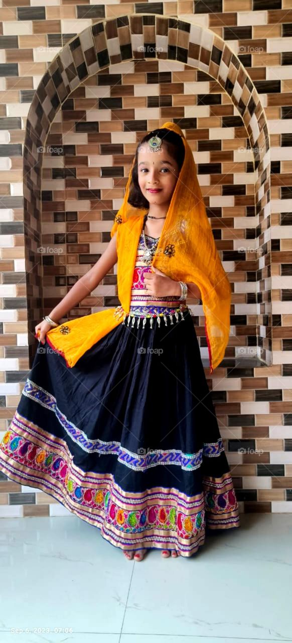 so beautiful Barby doll Litte girl look so cute and wear a traditional gujarati clothes so pretty girl
