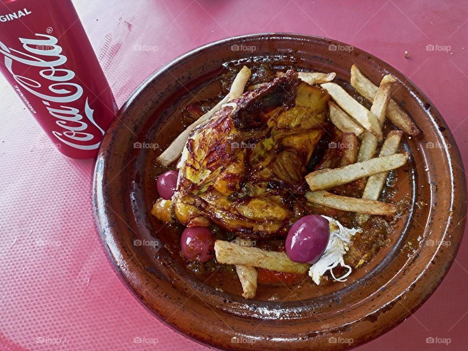 On the plate: coca cola