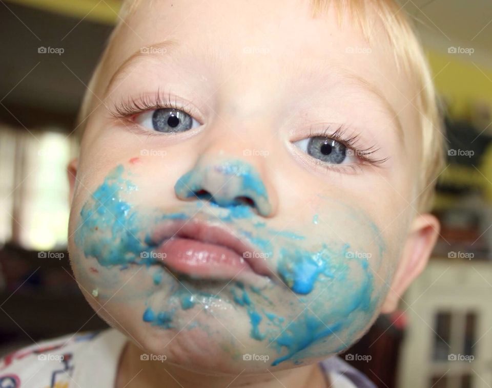Close-up of messy boy face