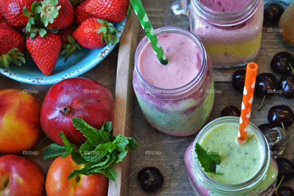 Fruit smoothies with fresh fruit 