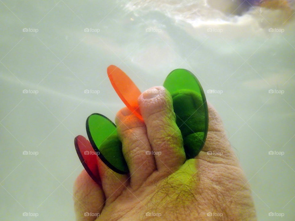 underwater foot leg fingers & colour glass