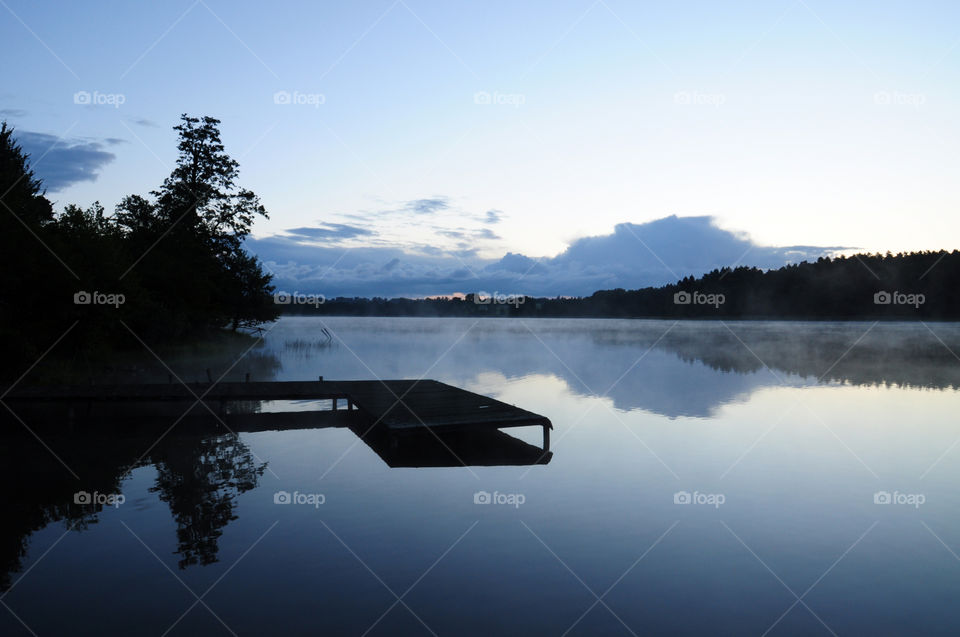 morning silhouettes at the lakeside