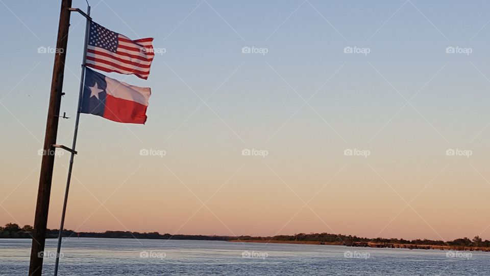 Flags in Dawn's early light