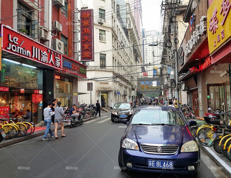 A backstreet just off Nanjing Road, Shanghai, China.