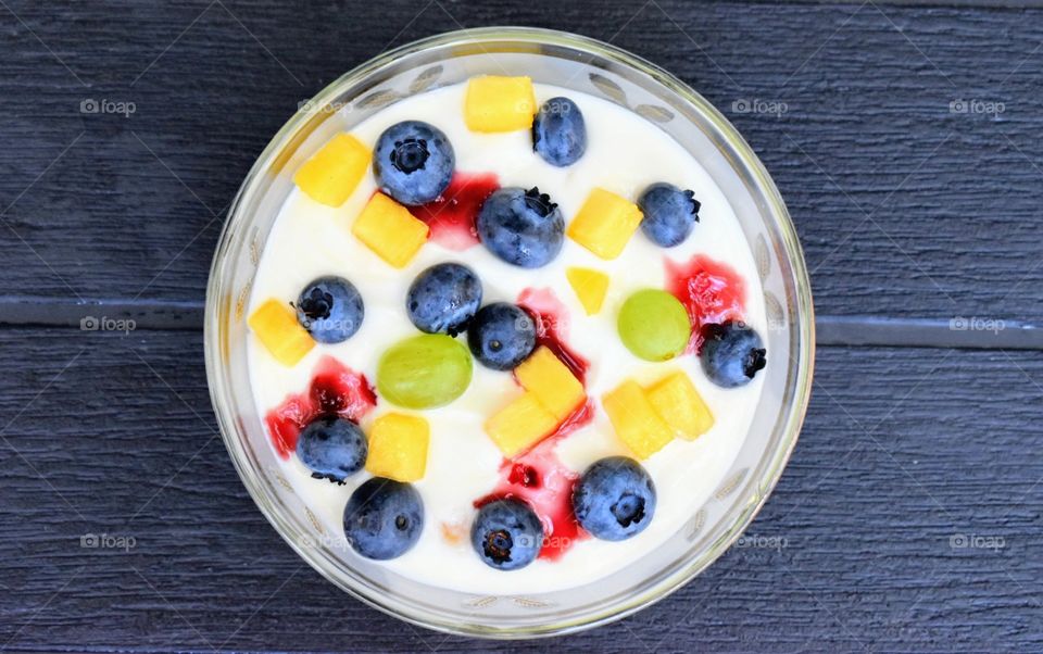 Delicious yogurt fruits