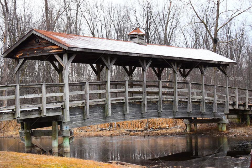 A snow covered bridge