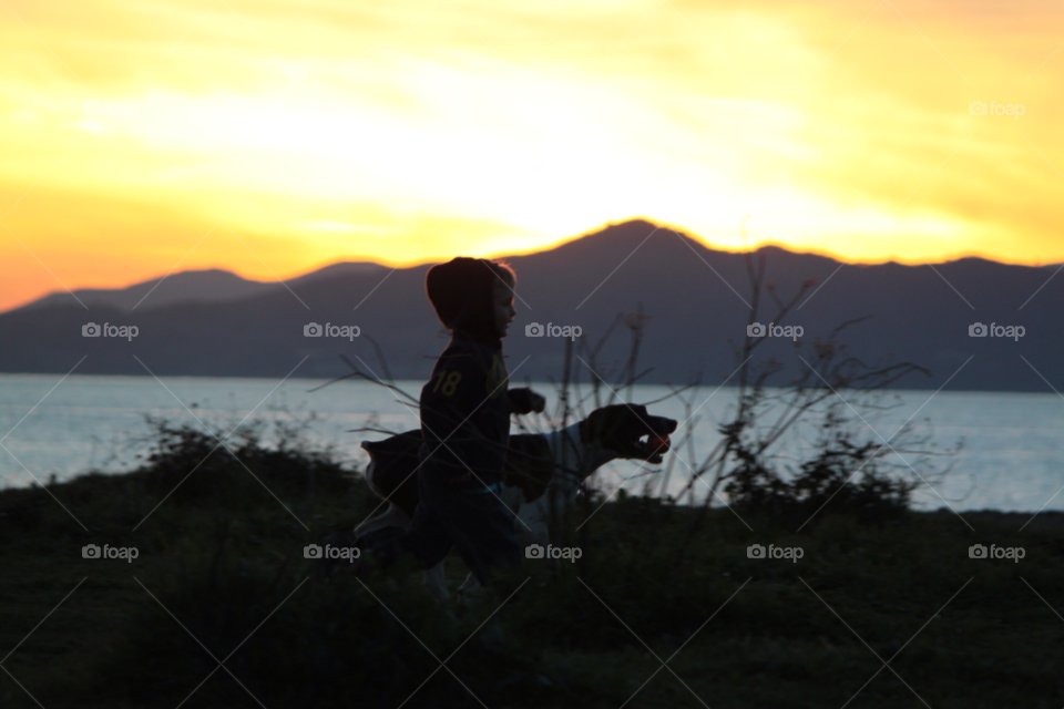 san francisco sunset child dog by JoeyWatt