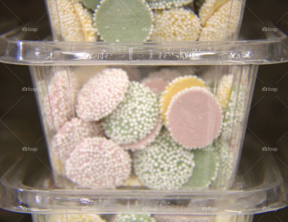 White Chocolate Multi-Colored Dots Container Close-Up