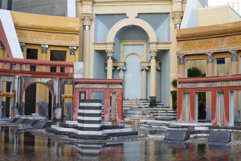 Colorful Plaza of Italy under water in New Orleans 