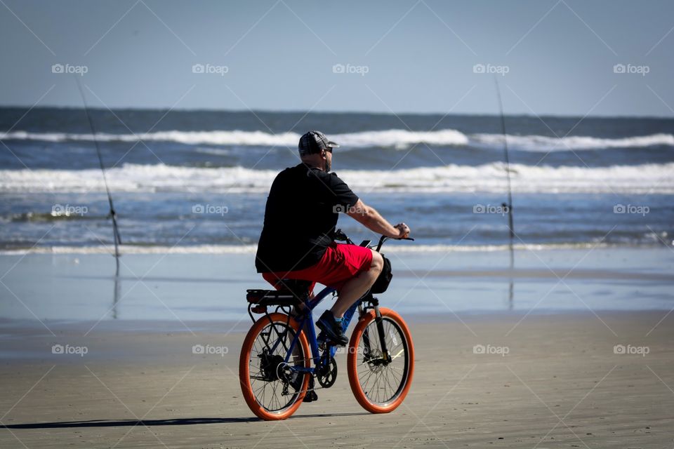 biking on the beach