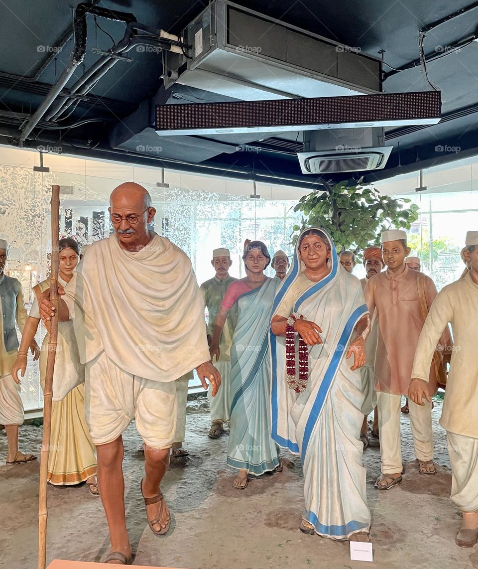 Wax statue of Mahatma Gandhi depicting Dandi march (Salt march)- part of freedom struggle