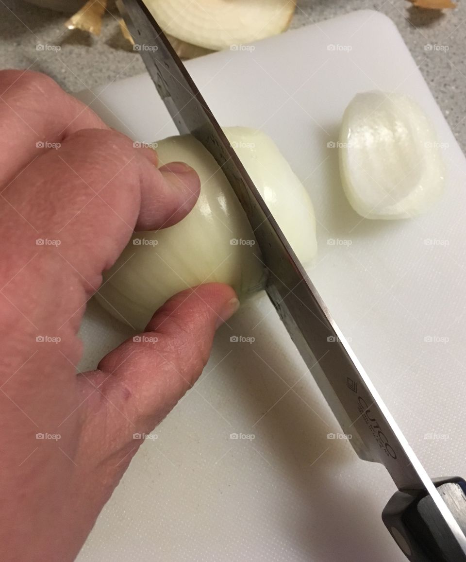 Chopping onions 