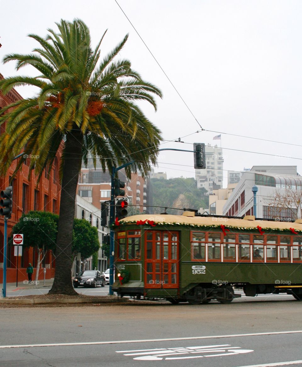 Tram on the street 