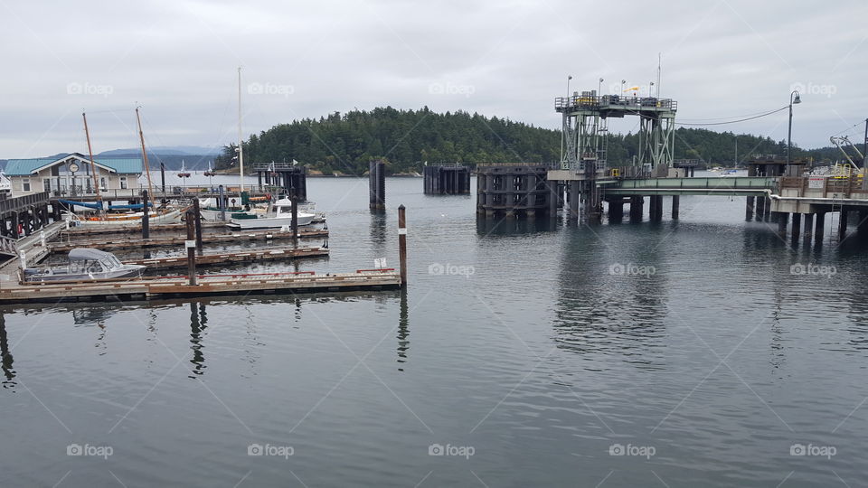 Ferry dock. Washington state ferry. Friday Harbor