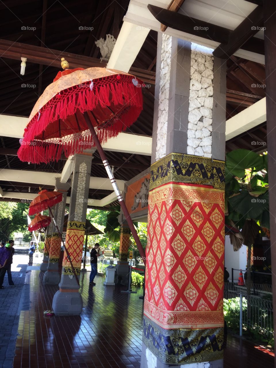 Asian red umbrellas 