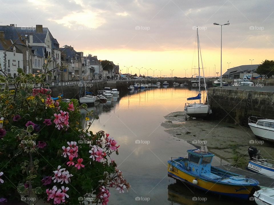 A small harbour in France.. A photo taken during golden hour just after a glorious sunset during my holidays in France  - Brittany - le Croisic.