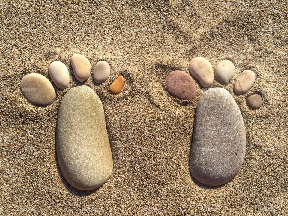 High angle view of footprint