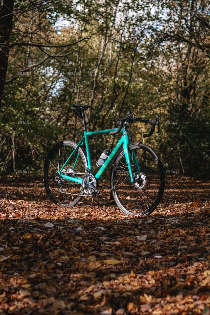 Turquoise Blue Bicycle Standing