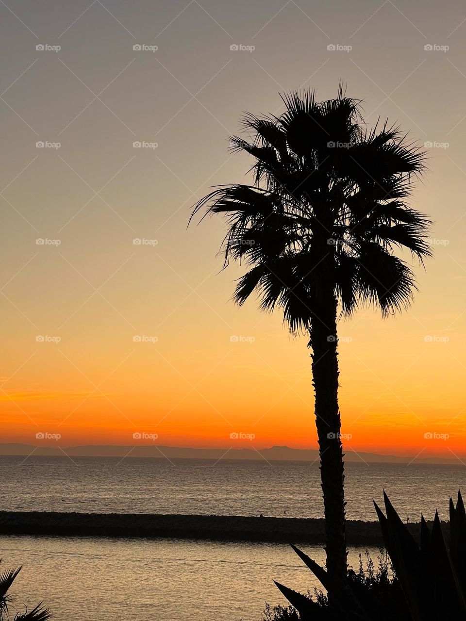 Beautiful sunset from the Lookout Point in Corona del Mar looking at the Pacific Ocean 