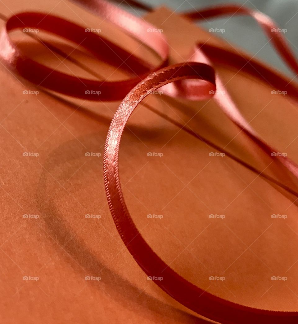 Close-Up Orange Paper & Ribbon