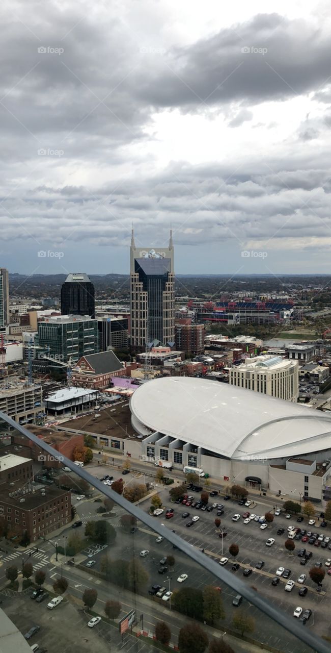 Downtown Nashville, overlooking the infamous “Batman building” 