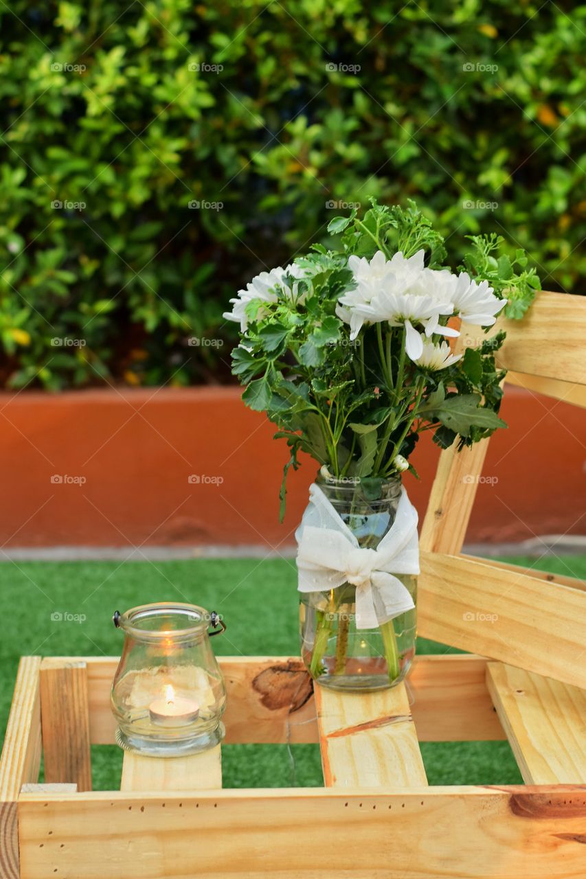 flower vase on the tablet