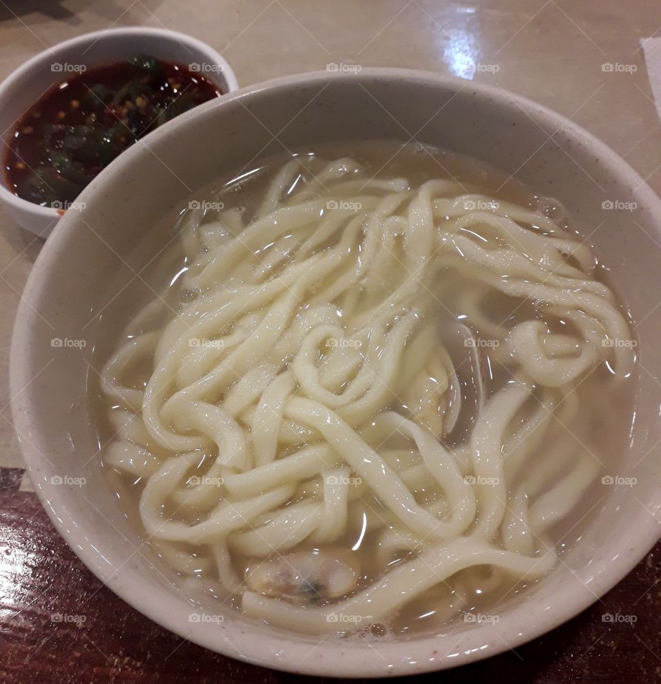 Seashell noodle soup