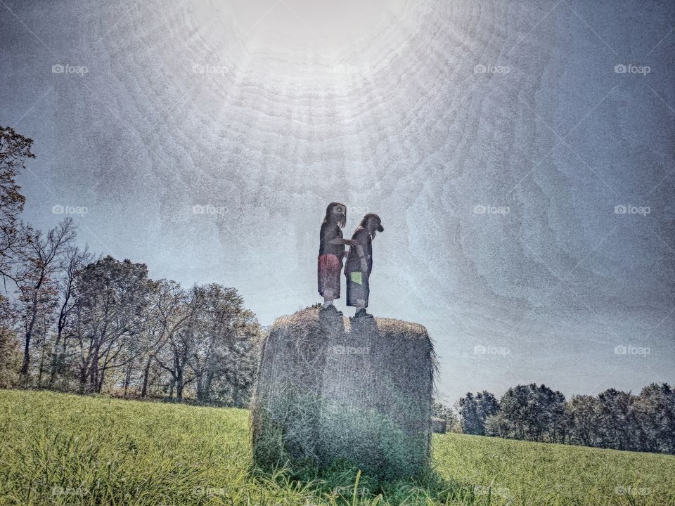 Twins on a Round Bail