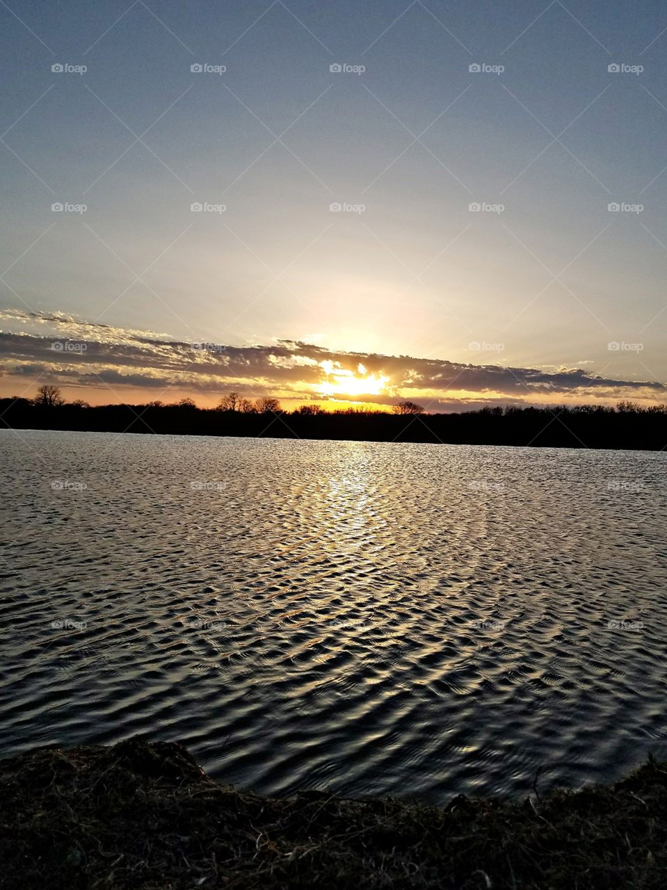 sun set on the water