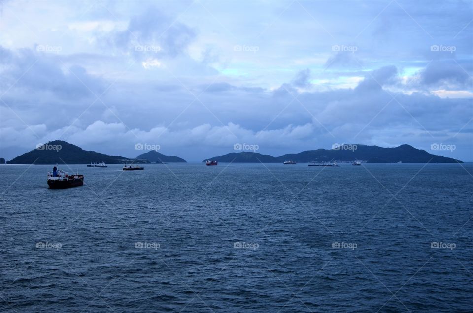 Small islands near entrance to the Panama Canal