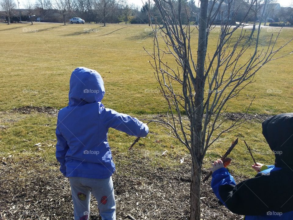 kids with tree