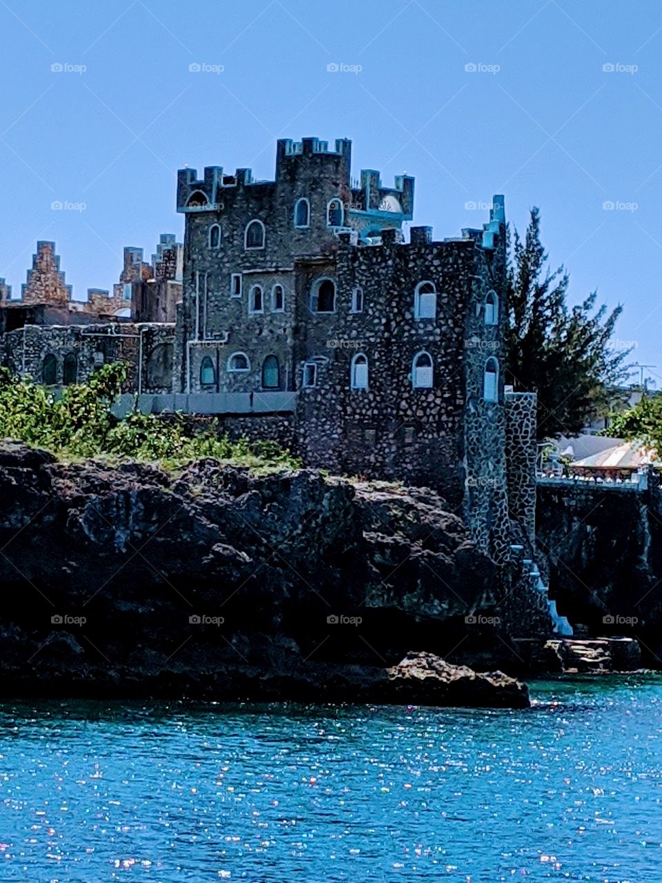 Jamaica, castle, ocean